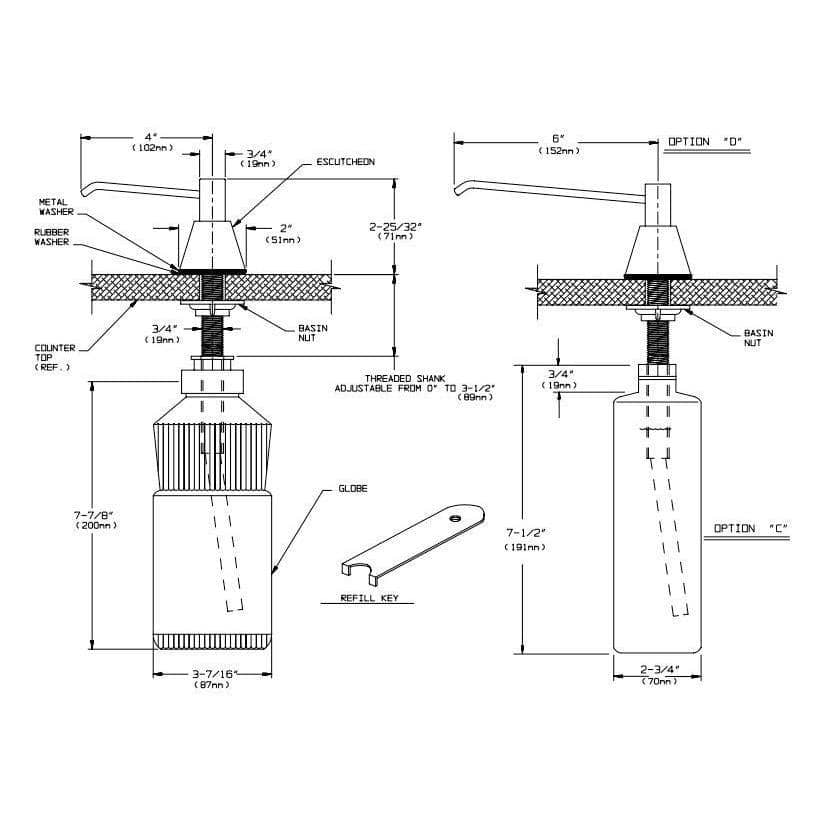 ASI 0332 Commercial Liquid Soap Dispenser, Countertop Mounted, Manual-Push, Stainless Steel - 4" Spout Length - Image 4