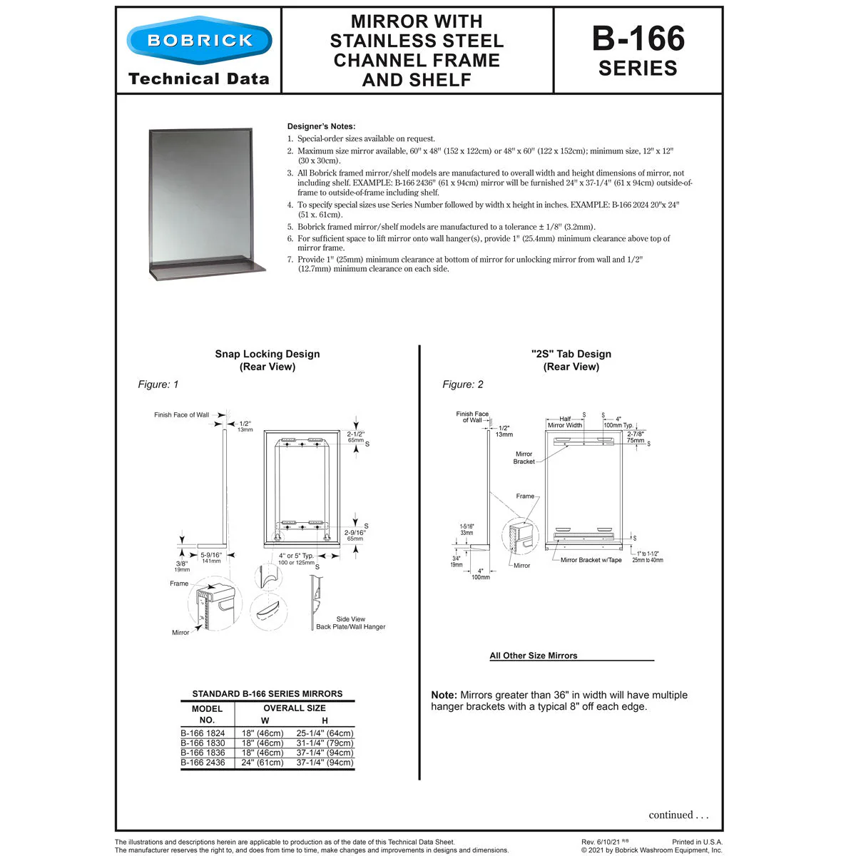 Bobrick B-166 1836 (18 x 36) Public Restroom Mirror Shelf, Channel Frame, 18" W x 36" H, Stainless Steel w/ Bright-Polished Finish - Image 5