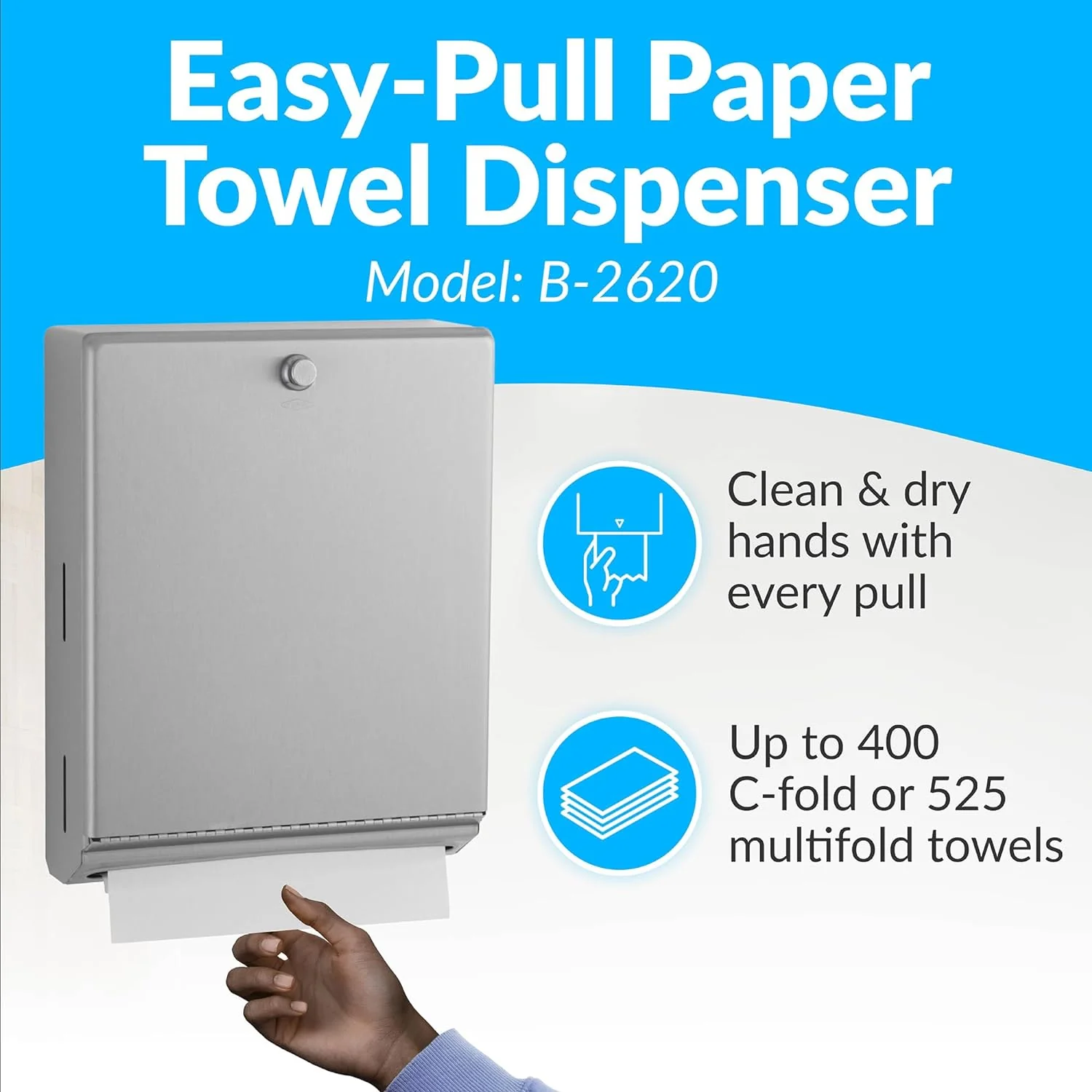 Bobrick B-2620 Commercial Paper Towel Dispenser, Surface-Mounted, Stainless Steel - Image 22