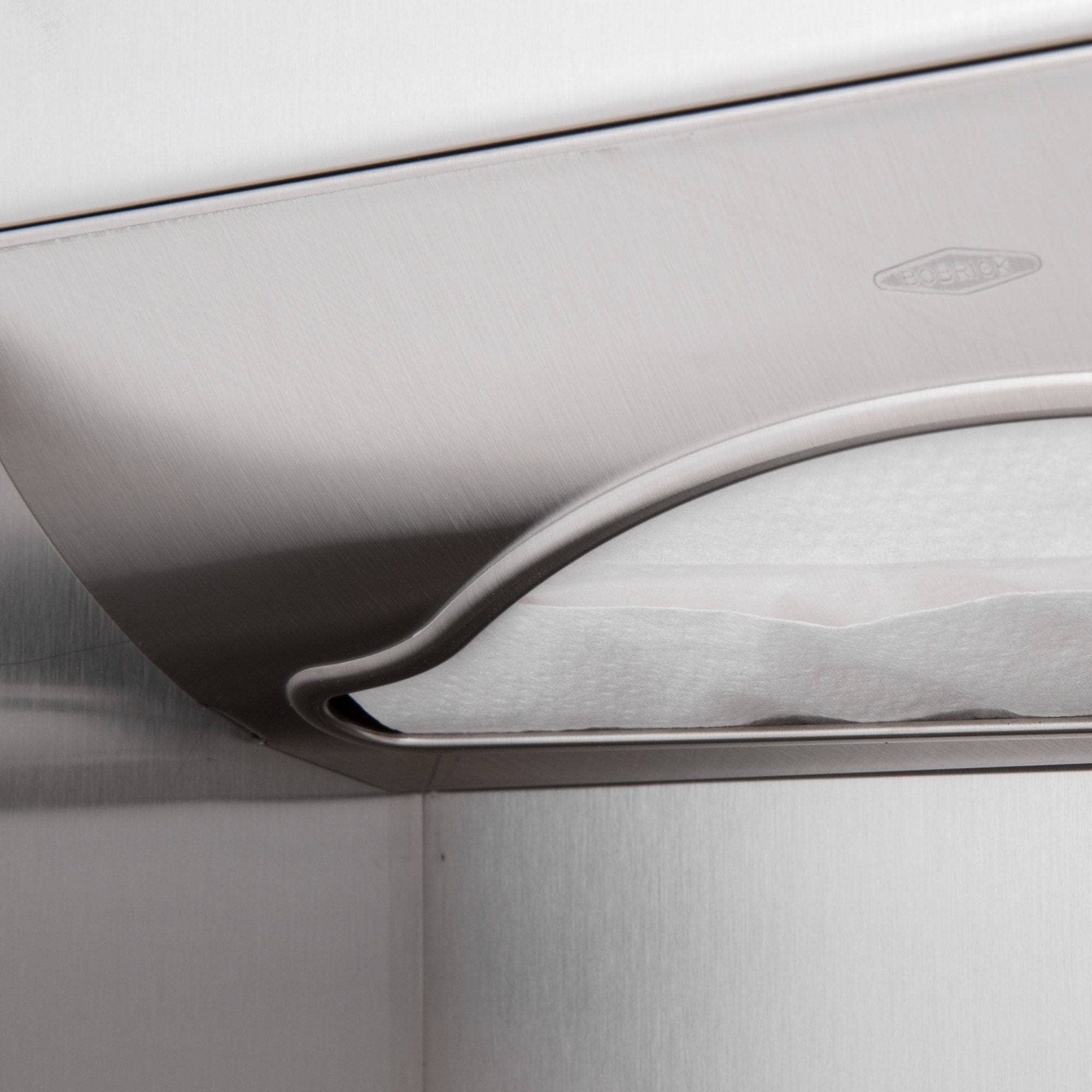 Bobrick B-369 Combination Commercial Paper Towel Dispenser/Waste Receptacle, Recessed-Mounted, Stainless Steel - Image 7